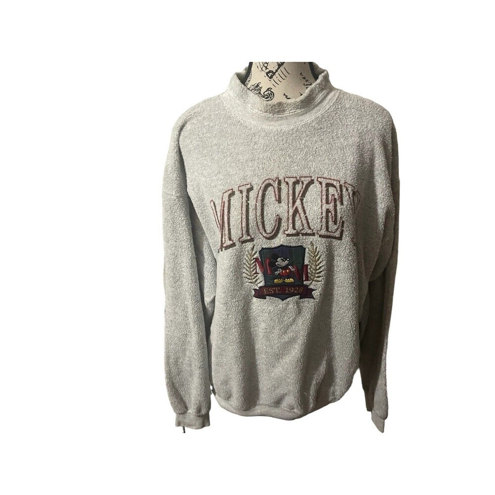VTG Disney Original Mickey Mouse Sweatshirt Size L Crewneck Pullover Embroidered